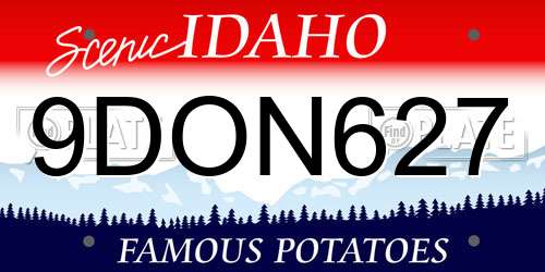 9DON627 Idaho License Plate