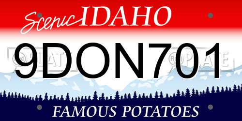 9DON701 Idaho License Plate