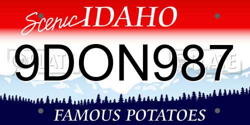 9DON987 Idaho License Plate