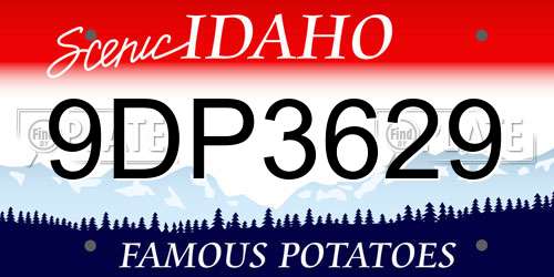 9DP3629 Idaho License Plate