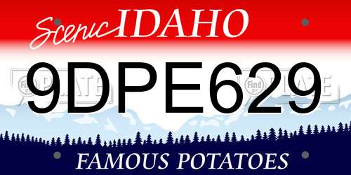 9DPE629 Idaho License Plate