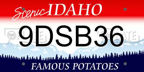 9DSB36 Idaho License Plate