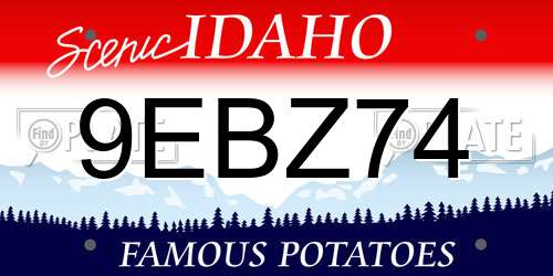 9EBZ74 Idaho License Plate
