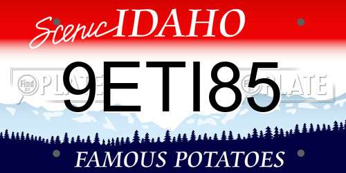 9ETI85 Idaho License Plate