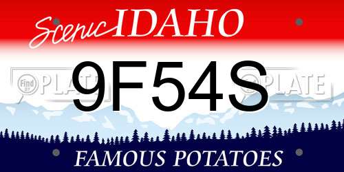 9F54S Idaho License Plate