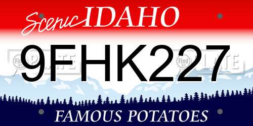 9FHK227 Idaho License Plate