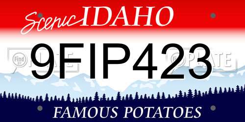 9FIP423 Idaho License Plate