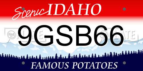 9GSB66 Idaho License Plate