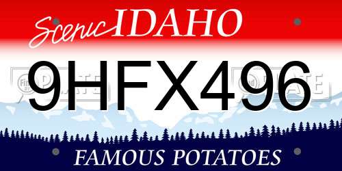 9HFX496 Idaho License Plate