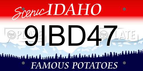 9IBD47 Idaho License Plate