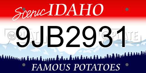 9JB2931 Idaho License Plate