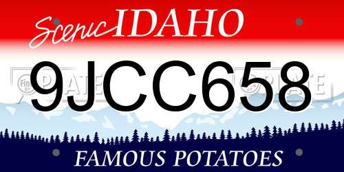 9JCC658 Idaho License Plate