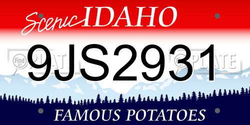 9JS2931 Idaho License Plate