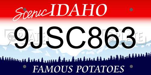9JSC863 Idaho License Plate