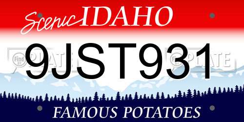 9JST931 Idaho License Plate