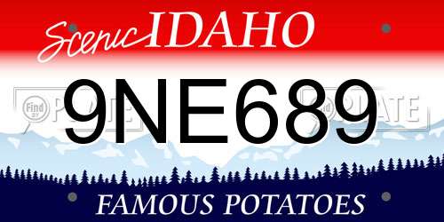 9NE689 Idaho License Plate