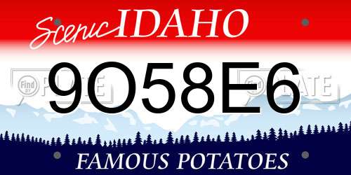 9O58E6 Idaho License Plate