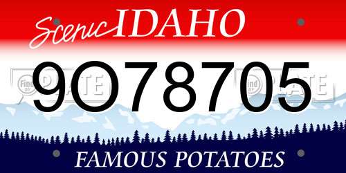 9O78705 Idaho License Plate