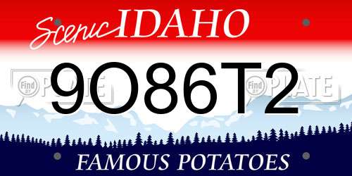 9O86T2 Idaho License Plate