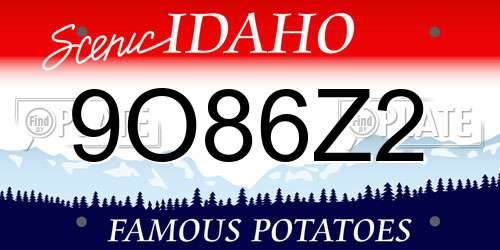 9O86Z2 Idaho License Plate