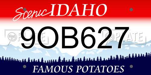 9OB627 Idaho License Plate