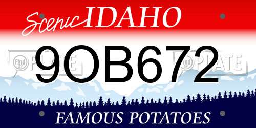 9OB672 Idaho License Plate
