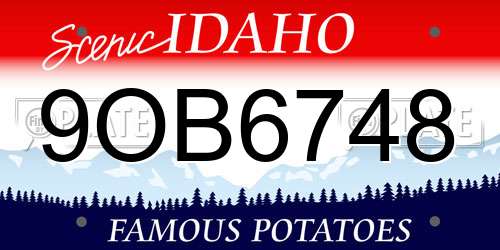 9OB6748 Idaho License Plate