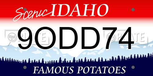9ODD74 Idaho License Plate