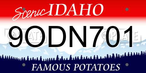 9ODN701 Idaho License Plate