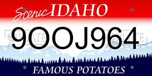 9OOJ964 Idaho License Plate