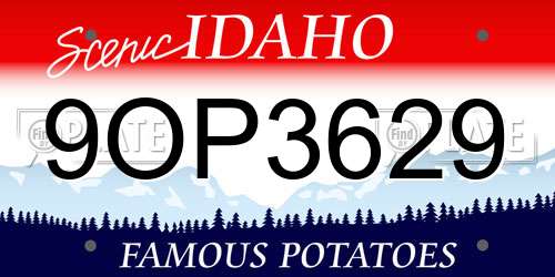 9OP3629 Idaho License Plate