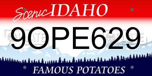 9OPE629 Idaho License Plate