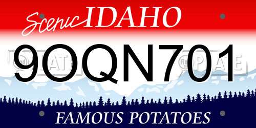 9OQN701 Idaho License Plate