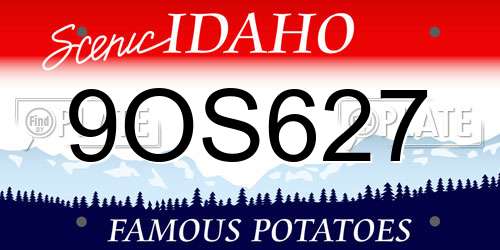 9OS627 Idaho License Plate