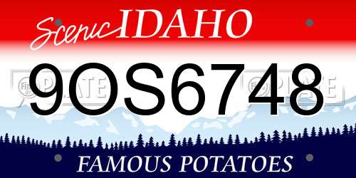 9OS6748 Idaho License Plate