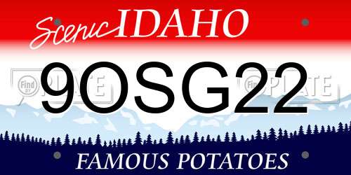 9OSG22 Idaho License Plate