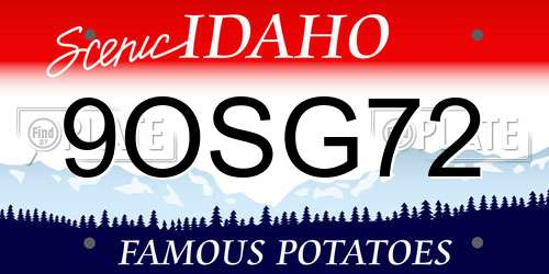 9OSG72 Idaho License Plate