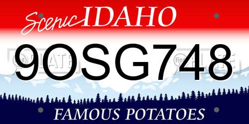 9OSG748 Idaho License Plate