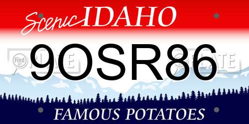 9OSR86 Idaho License Plate
