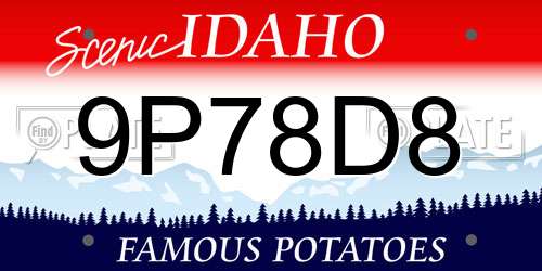9P78D8 Idaho License Plate