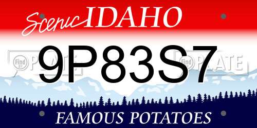 9P83S7 Idaho License Plate