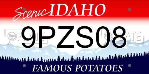 9PZS08 Idaho License Plate
