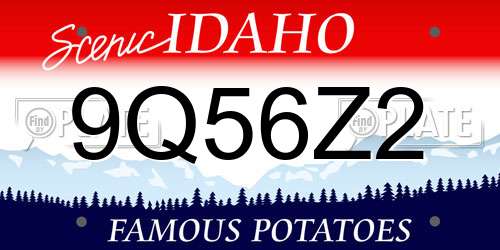 9Q56Z2 Idaho License Plate