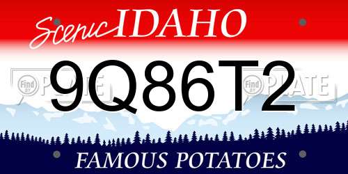9Q86T2 Idaho License Plate