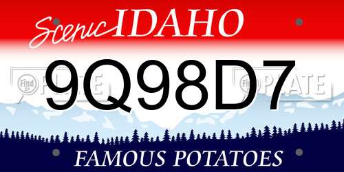 9Q98D7 Idaho License Plate