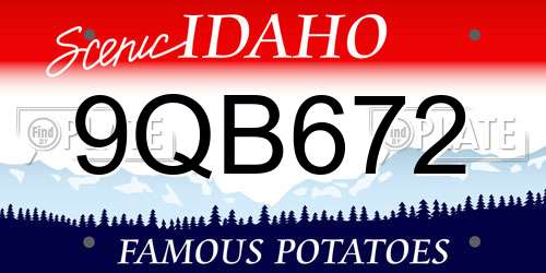 9QB672 Idaho License Plate
