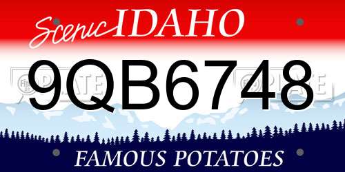 9QB6748 Idaho License Plate