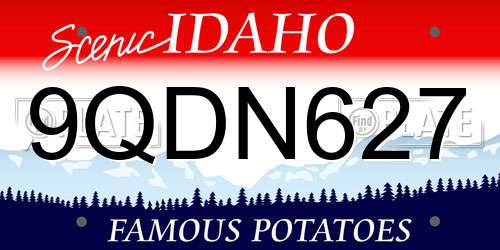 9QDN627 Idaho License Plate