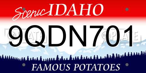 9QDN701 Idaho License Plate
