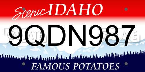 9QDN987 Idaho License Plate